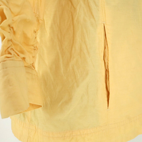 Chicos Jacket 2 Womens Large 12 Yellow Full Zip Ruched Sleeves Crinkle Fabric - Picture 8 of 16